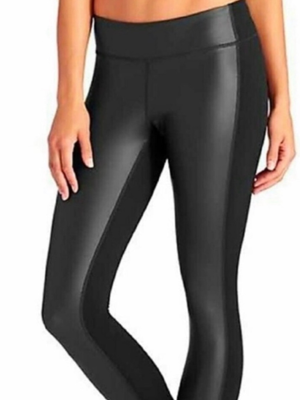 Athleta Black Faux Leather Front Leggings